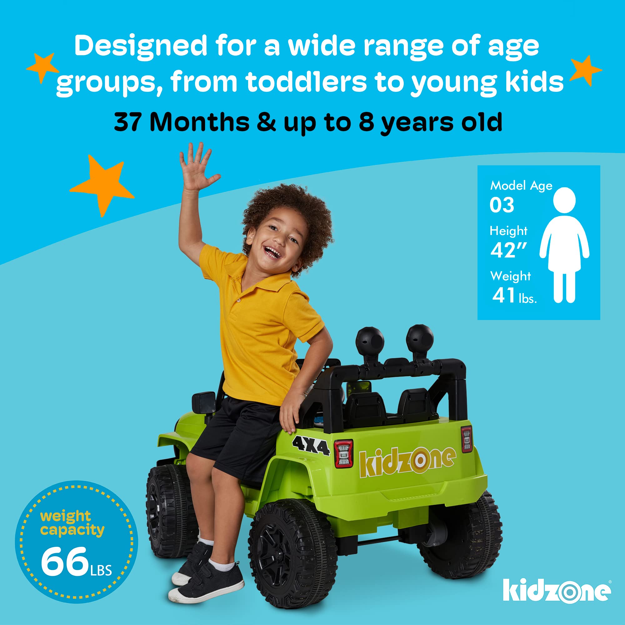 Foto 6 pulgar | Coche Eléctrico Para Niños Ride On Truck Kidzone Con Batería De 12 V, Color Negro - Venta Internacional.