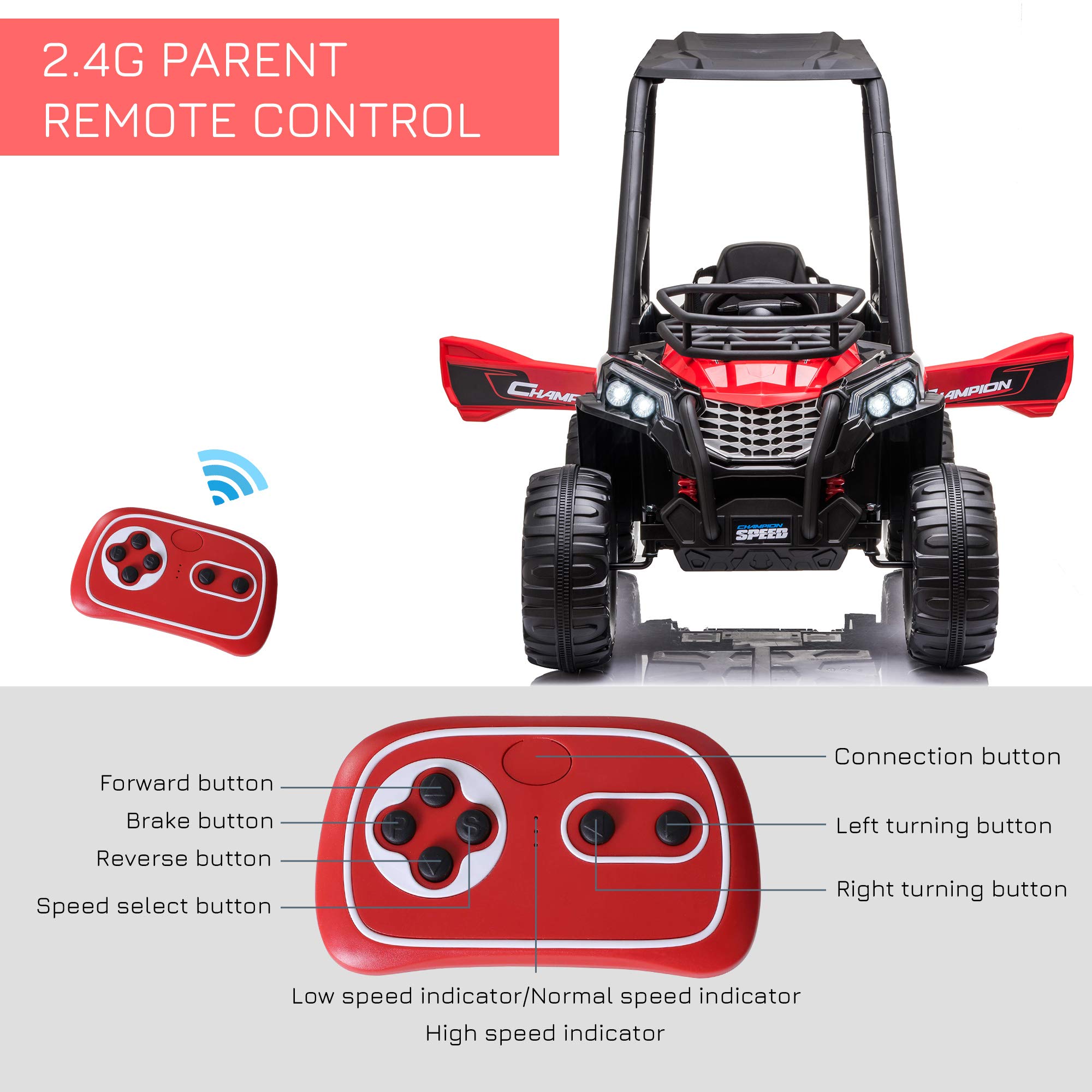 Foto 7 pulgar | Utv Eléctrico Para Niños Aosom De 12 V Con Música Y Luces - Venta Internacional.