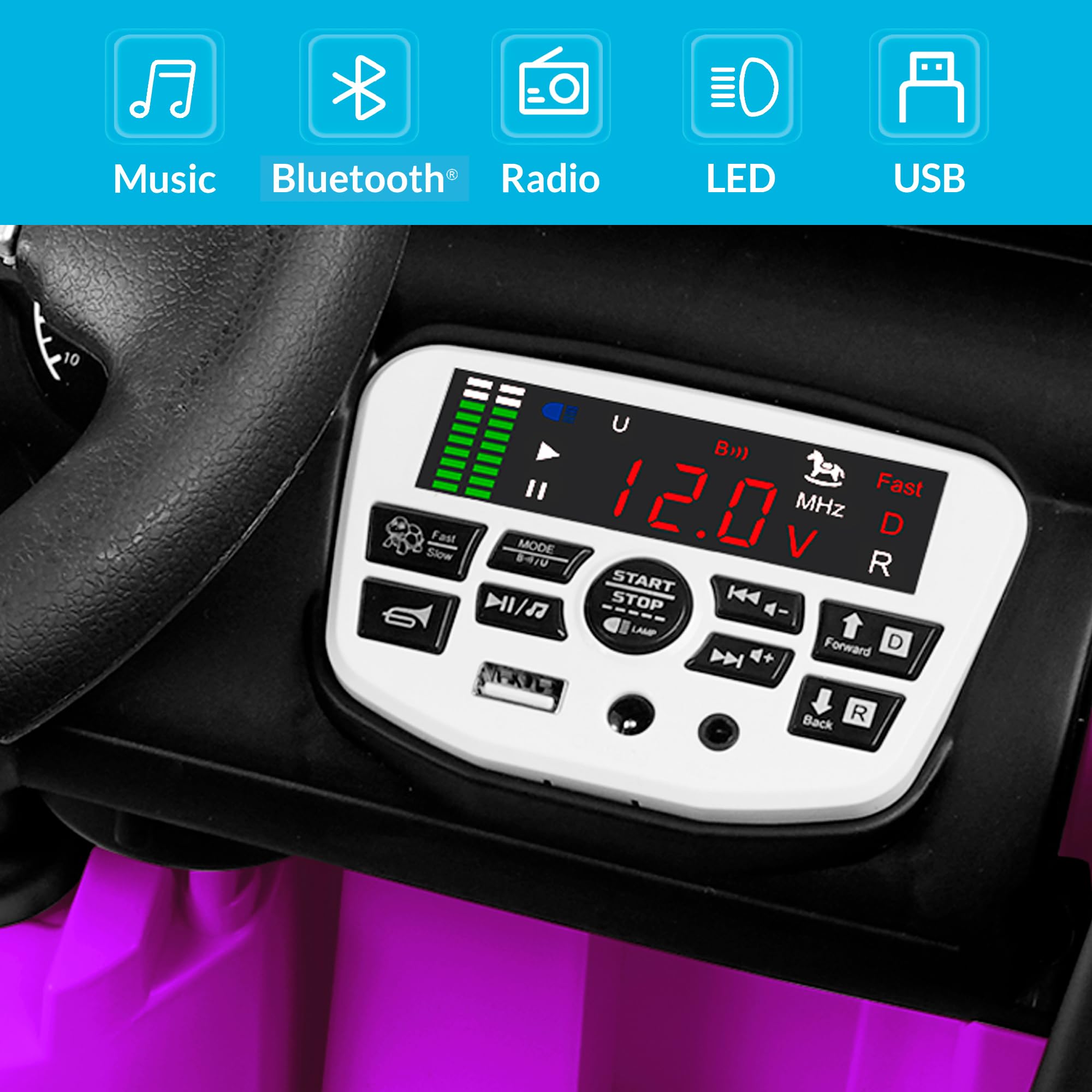 Foto 4 pulgar | Coche Eléctrico Ride On Truck Kidzone De 12 V Con Batería De 4 Ruedas, Color Morado - Venta Internacional.