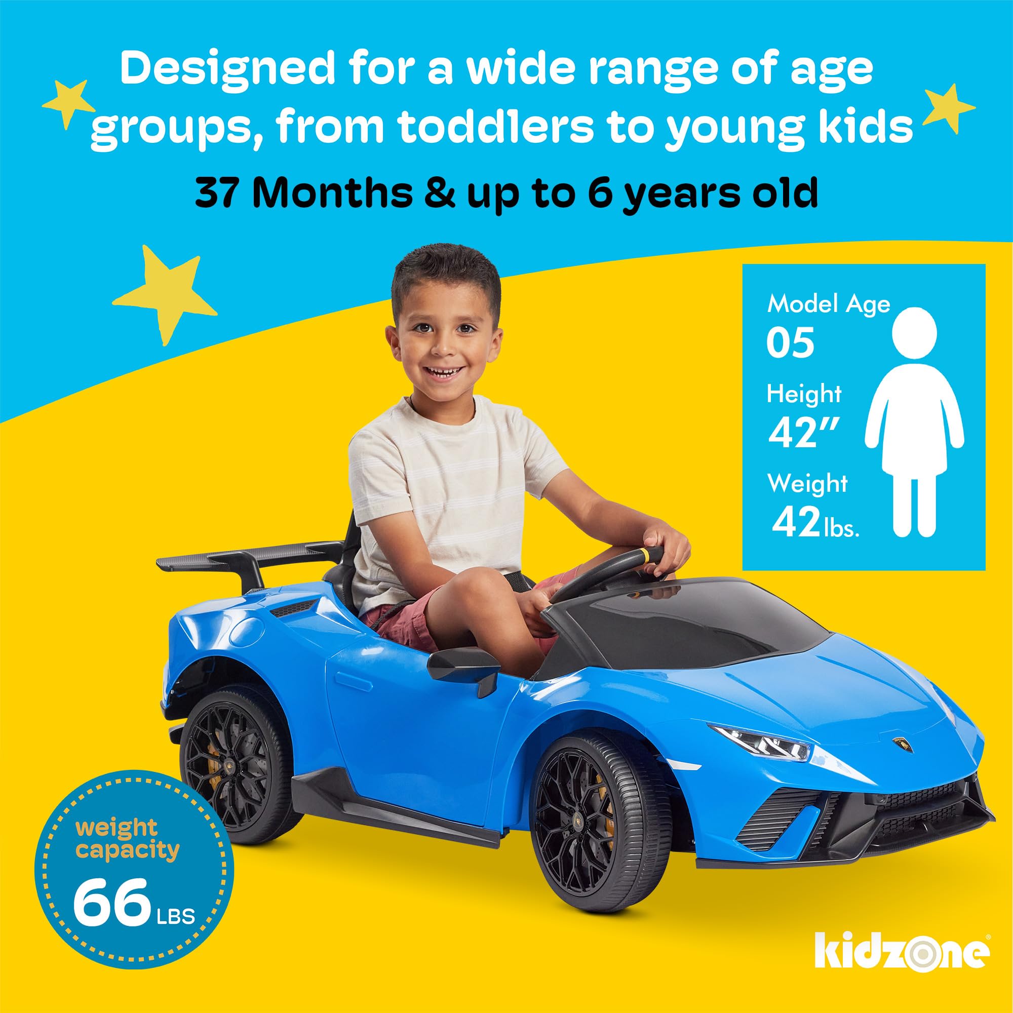 Foto 6 pulgar | Lamborghini Huracán Ride On Car Kidzone Kids De 12 V Con Licencia - Venta Internacional.