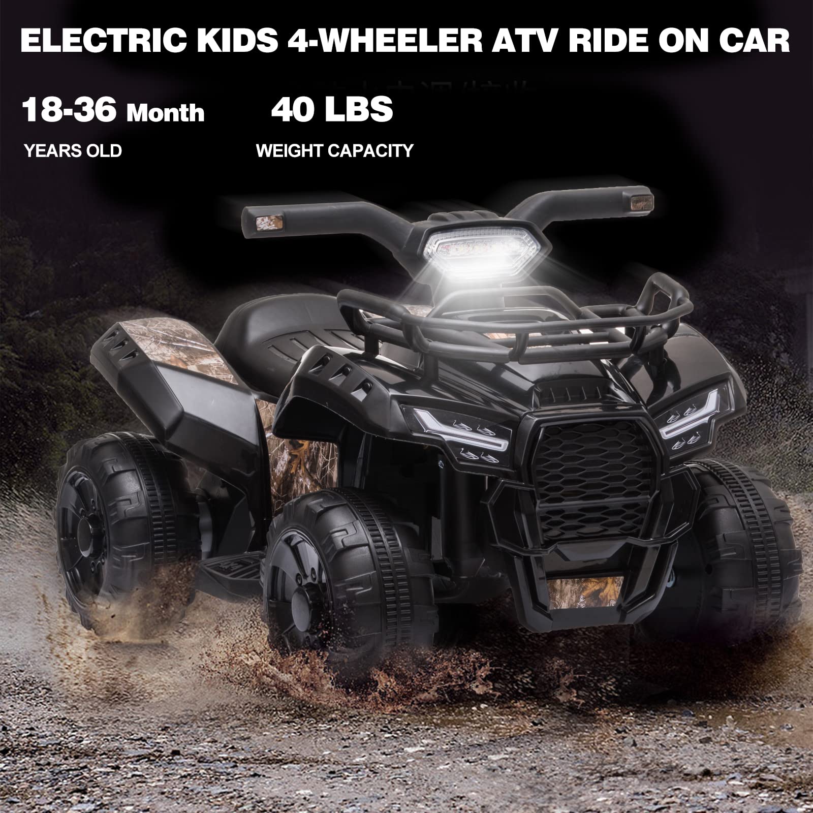 Foto 4 pulgar | Atv Quad Eléctrico Para Niños De 6 V Con Faros Delanteros, Mp3, Usb De 18 A 36 Meses - Venta Internacional.