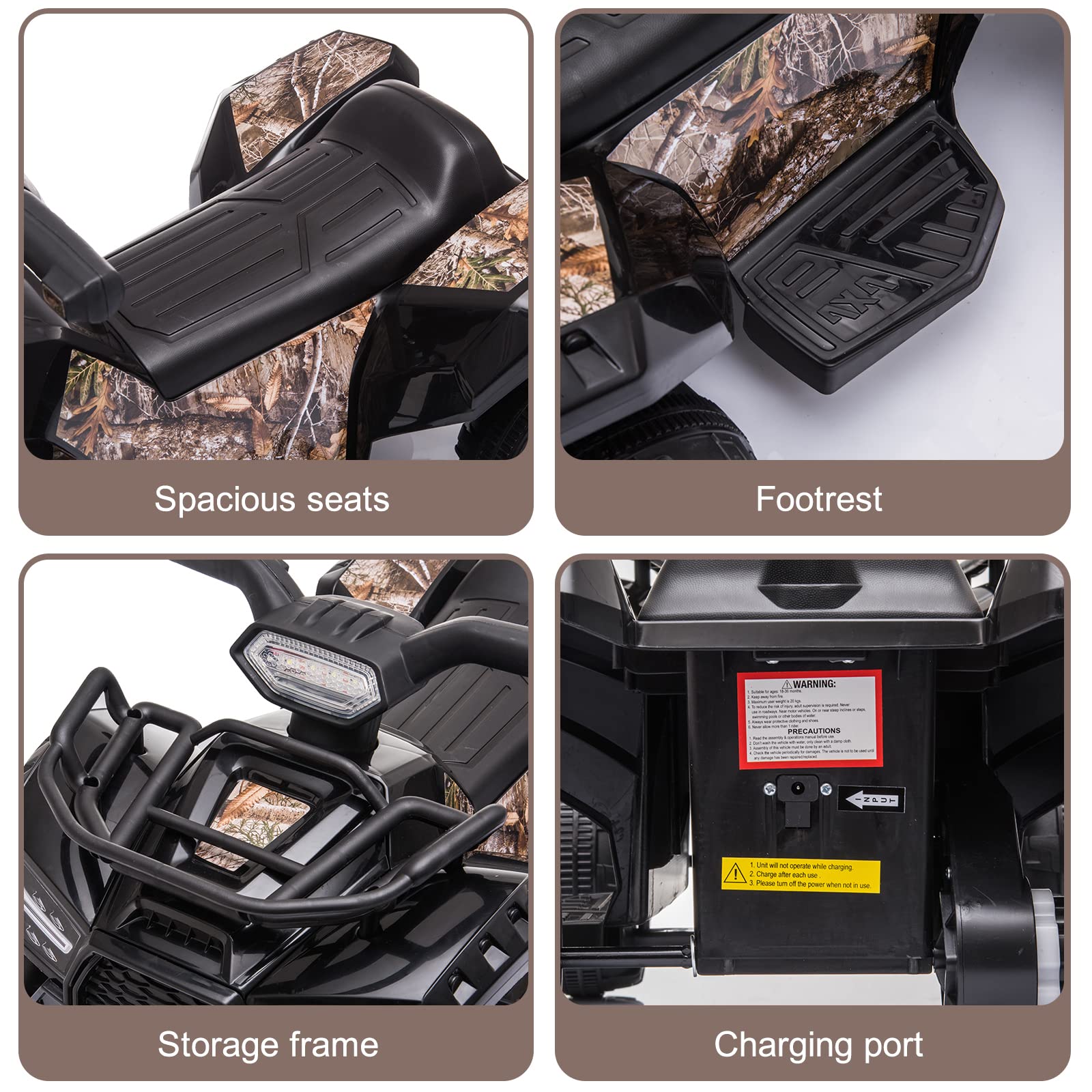 Foto 5 pulgar | Atv Quad Eléctrico Para Niños De 6 V Con Faros Delanteros, Mp3, Usb De 18 A 36 Meses - Venta Internacional.