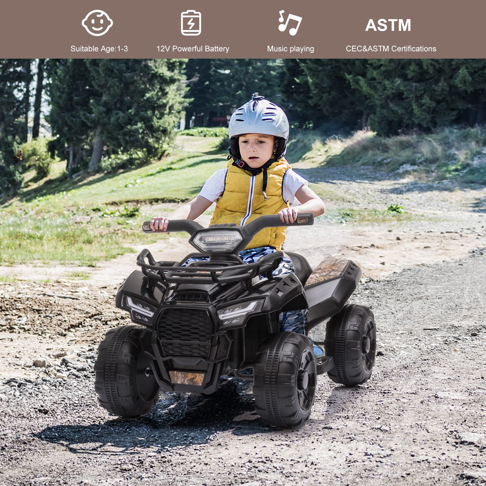 Foto 7 pulgar | Atv Quad Eléctrico Para Niños De 6 V Con Faros Delanteros, Mp3, Usb De 18 A 36 Meses - Venta Internacional.