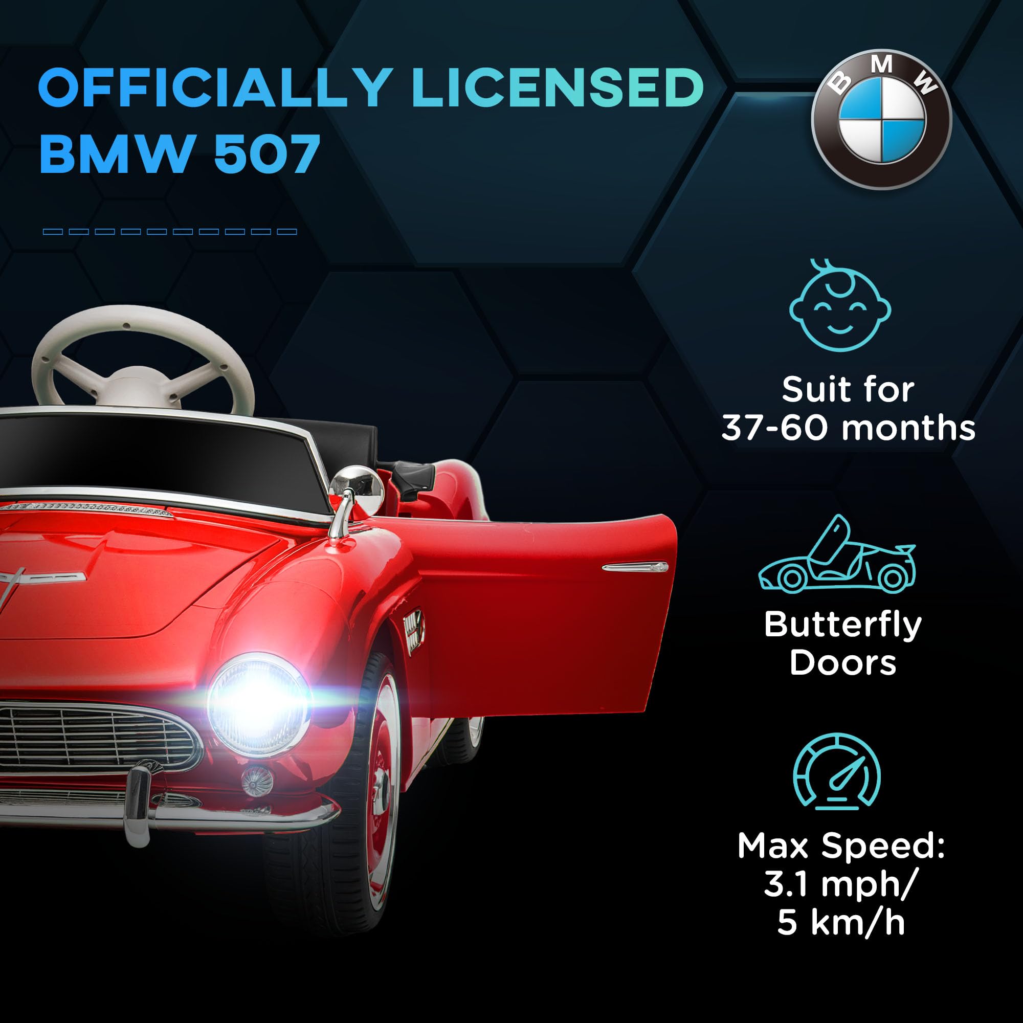 Foto 4 pulgar | Vehículo Eléctrico Con Licencia Aosom, Bmw Kid, 12 V, Con Mando A Distancia - Venta Internacional.