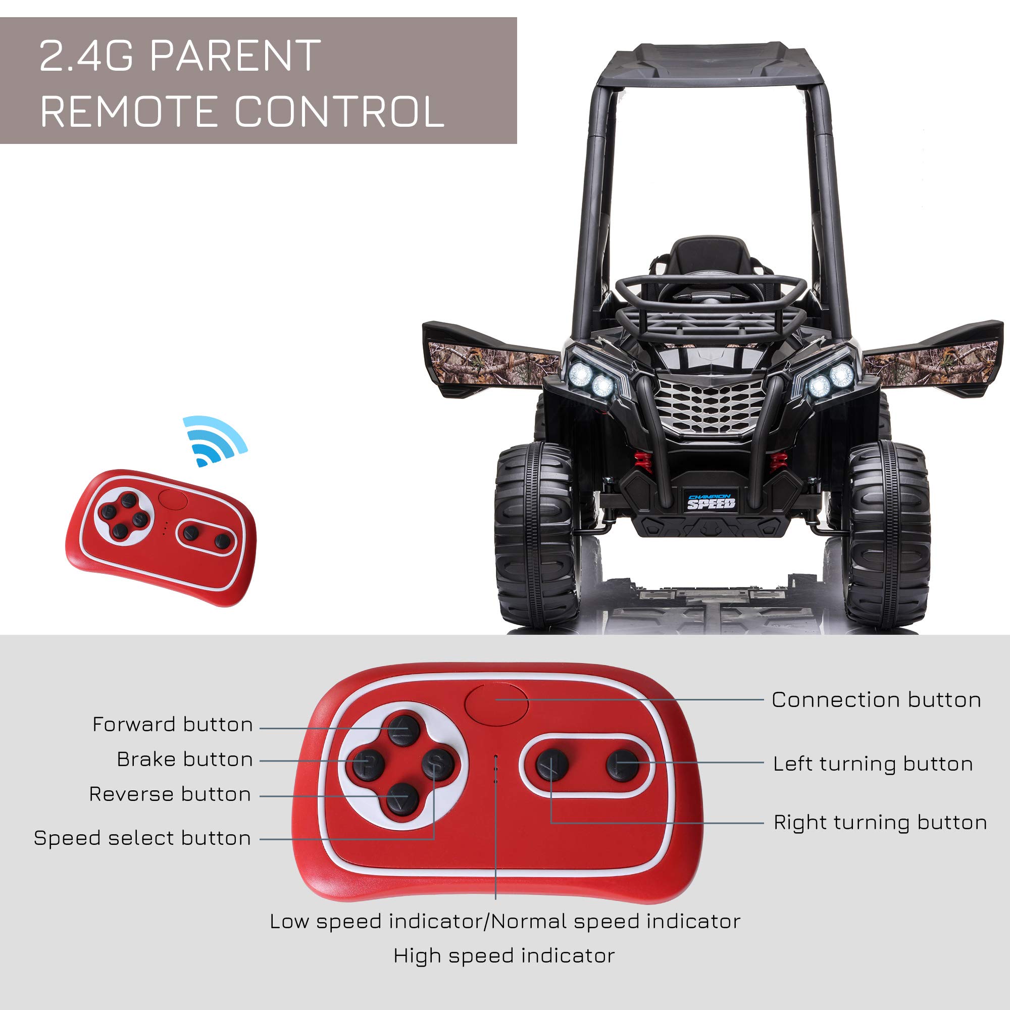 Foto 6 | Utv Eléctrico Para Niños Aosom De 12 V Con Música Y Luces - Venta Internacional.
