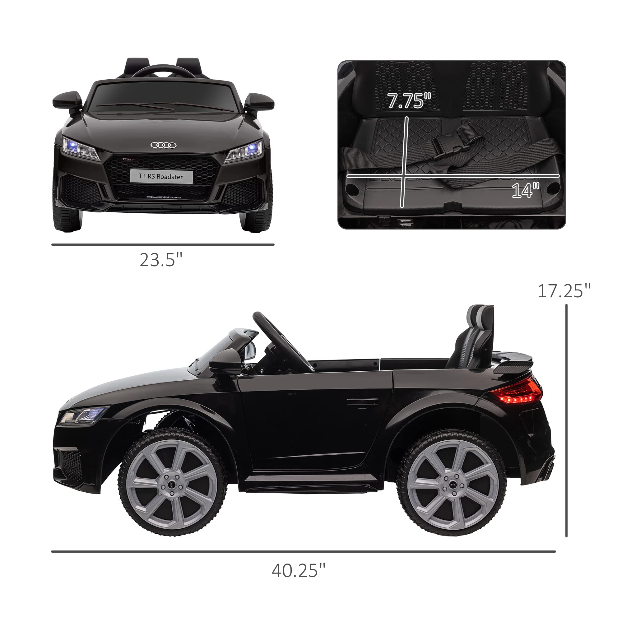 Foto 6 pulgar | Audi Tt Rs 6v Kids Con Licencia Eléctrica Aosom - Venta Internacional.