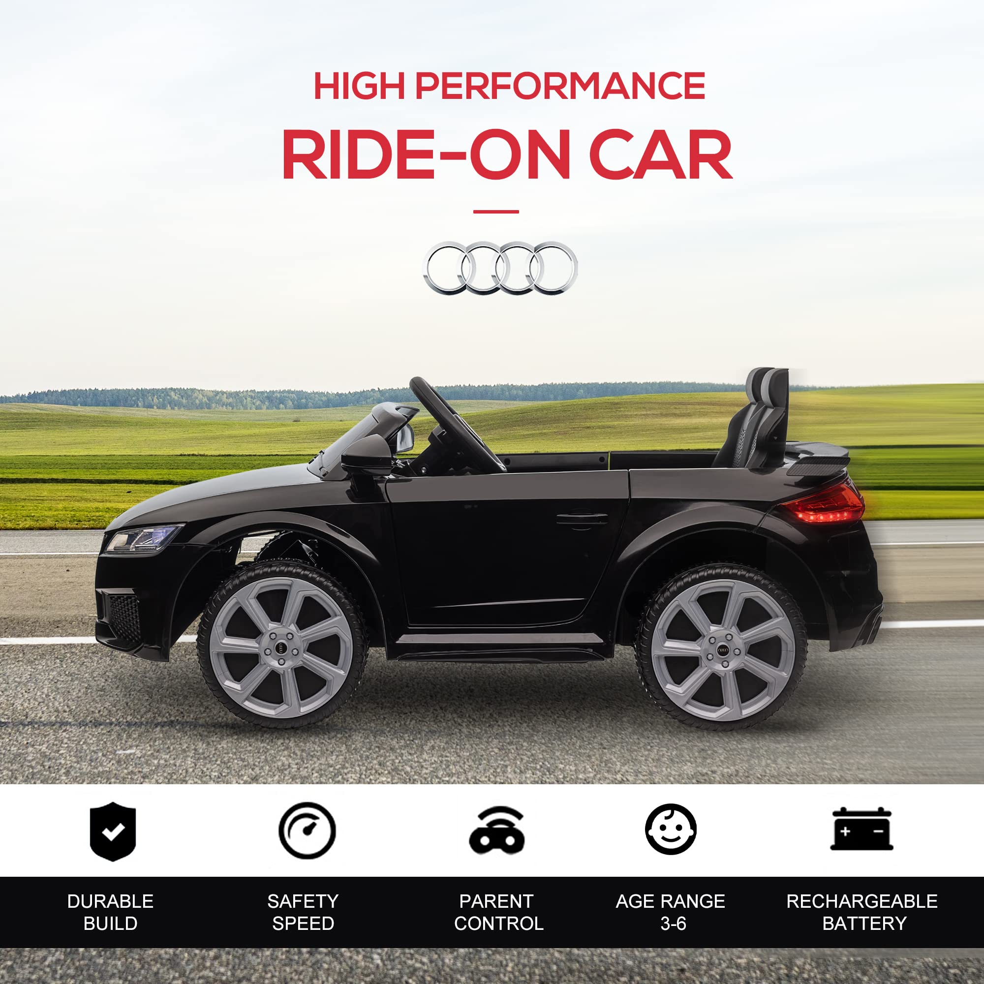 Foto 7 pulgar | Audi Tt Rs 6v Kids Con Licencia Eléctrica Aosom - Venta Internacional.