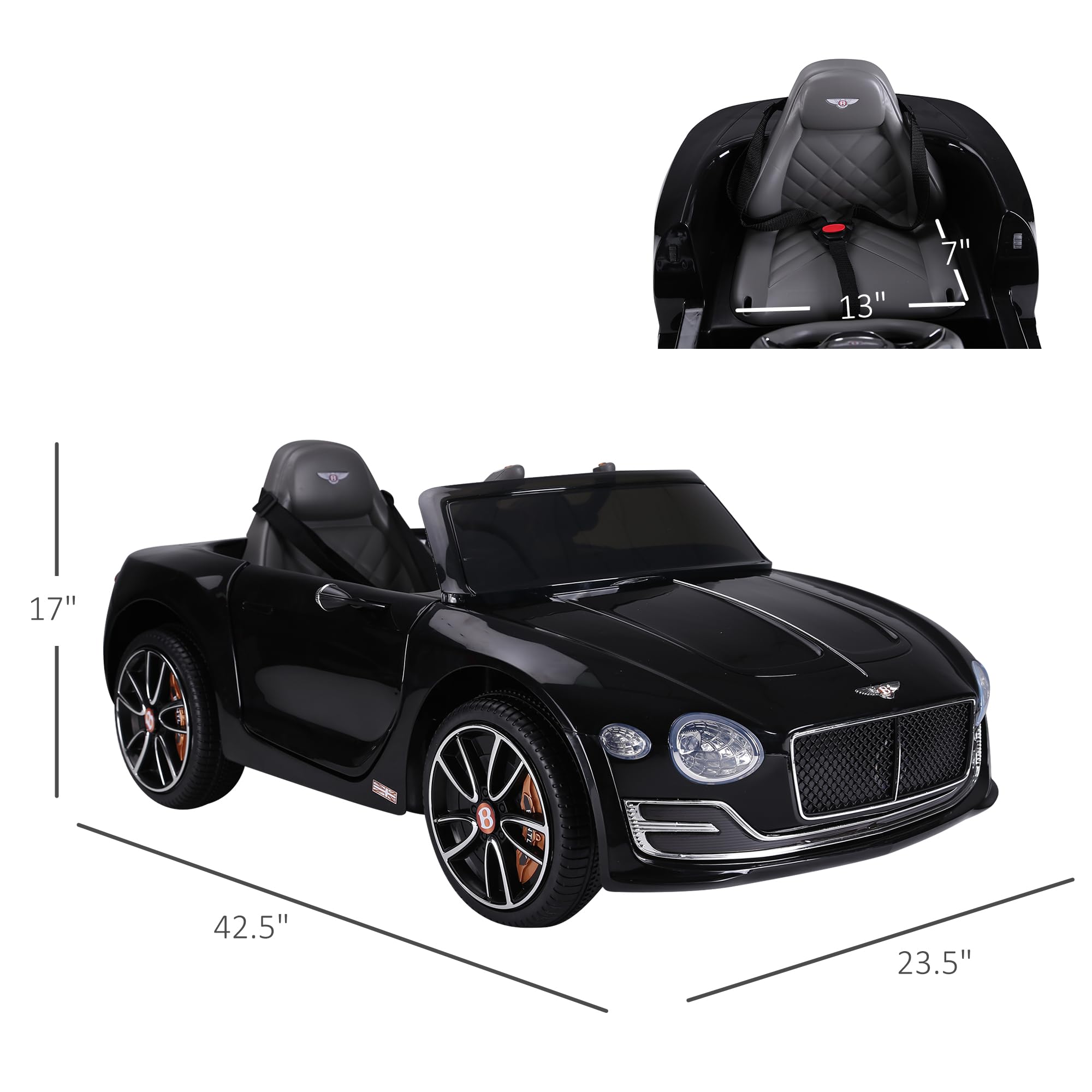 Foto 6 pulgar | Coche Eléctrico Aosom Licensed Bentley Exp12 Kids 12v Black - Venta Internacional.