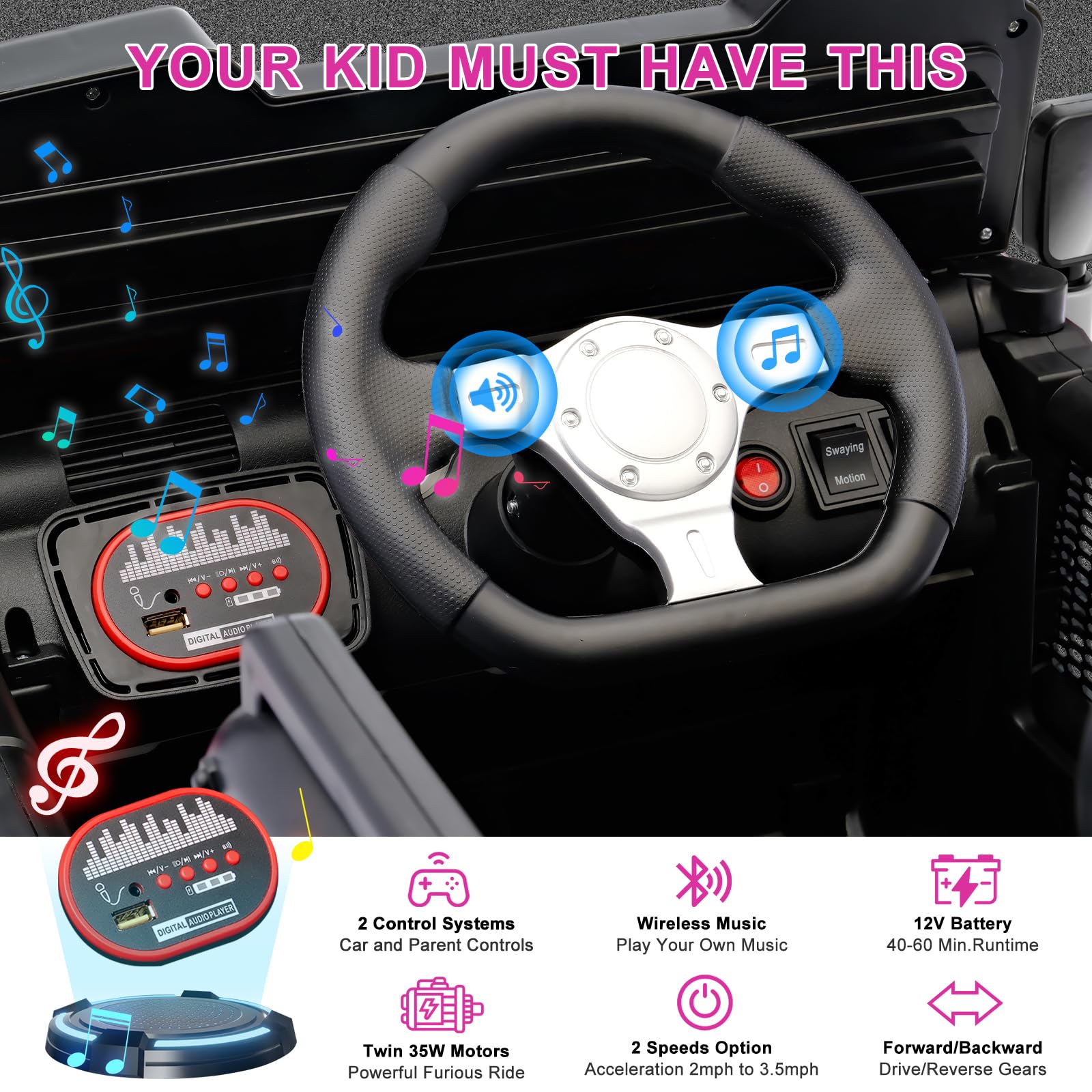Foto 6 pulgar | Jeep Leshido Ride-on Para Niños, 12 V, Eléctrico, Con Mando A Distancia - Venta Internacional.