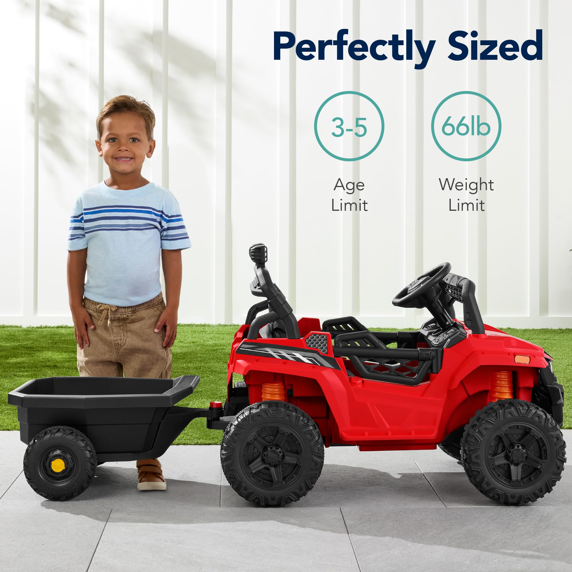 Foto 6 pulgar | Coche Eléctrico Ride On Utv Best Choice Para Niños Con Remolque De 12 V - Venta Internacional.