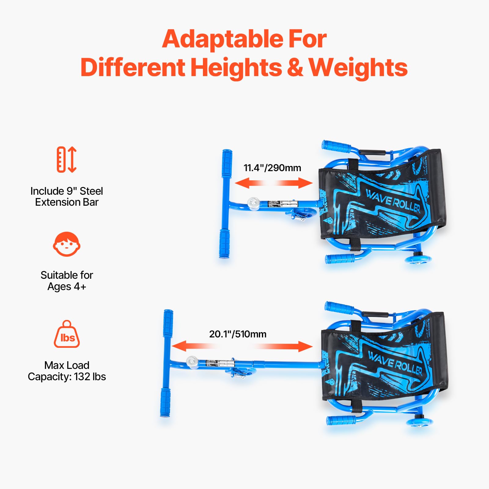 Foto 4 pulgar | Patinete Vevor Swing De Lado A Lado, 60 Kg De Carga, Azul, 4+ - Venta Internacional.