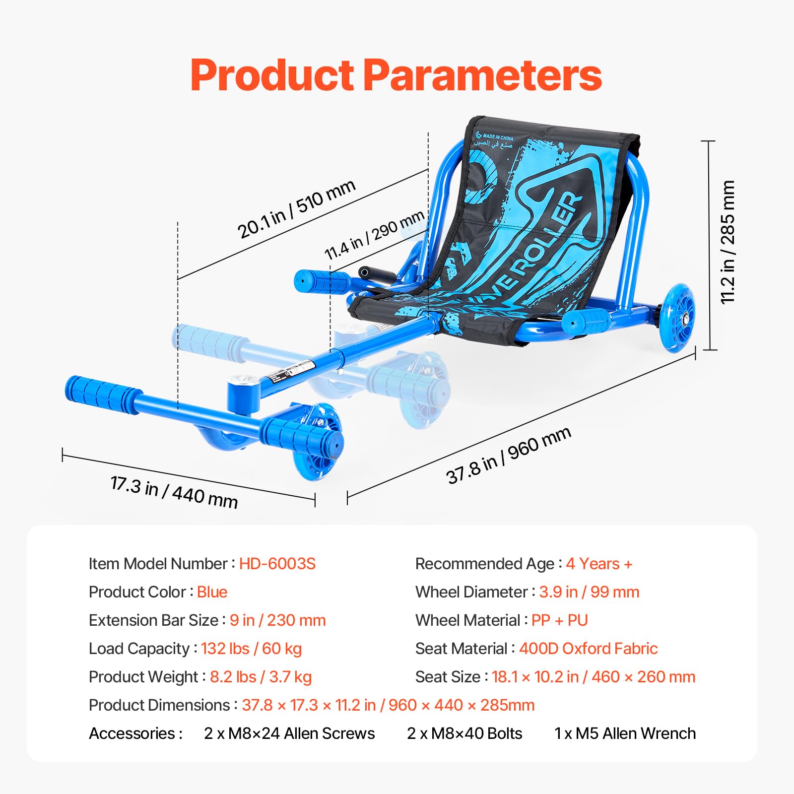 Foto 8 pulgar | Patinete Vevor Swing De Lado A Lado, 60 Kg De Carga, Azul, 4+ - Venta Internacional.