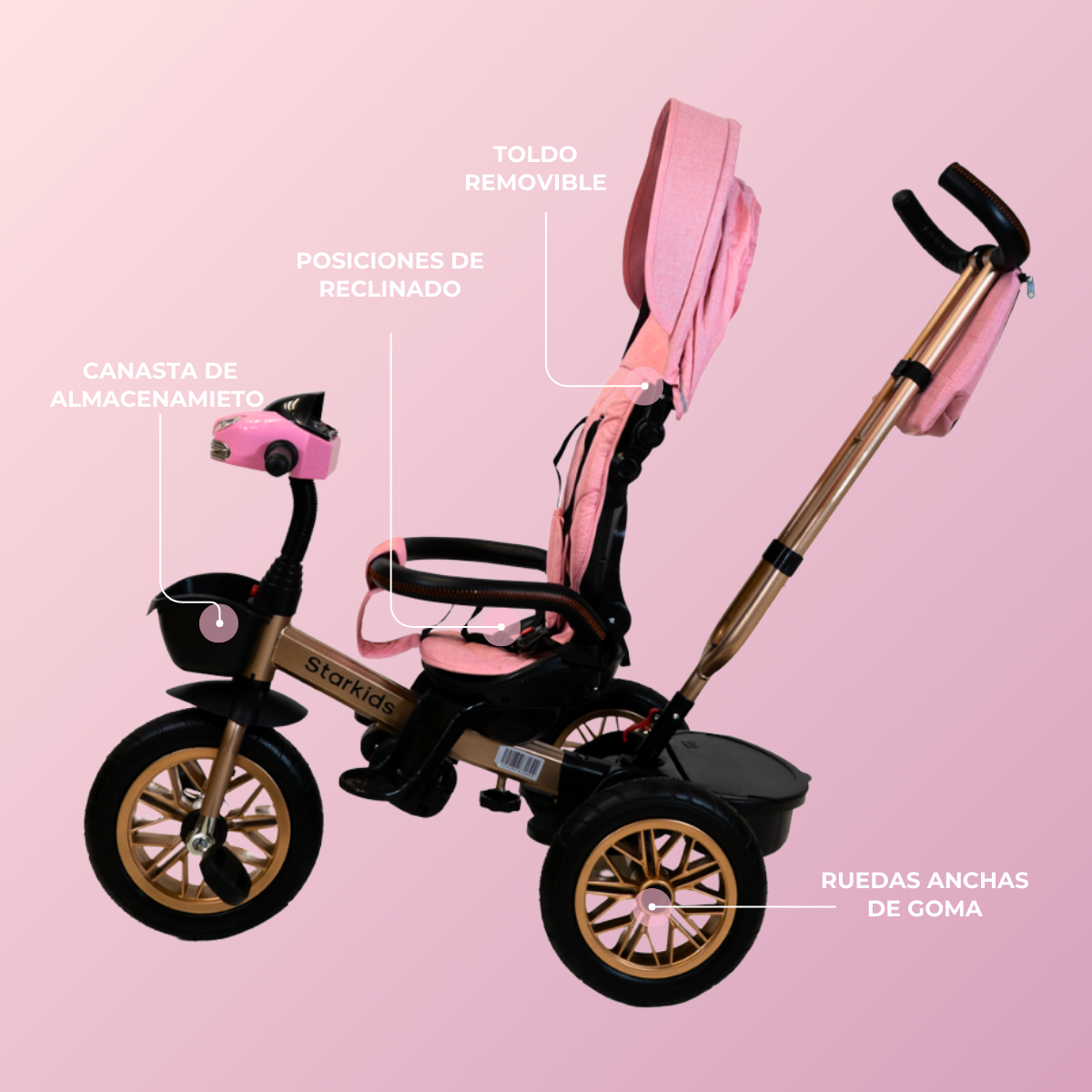 Foto 4 pulgar | Triciclo Starkids Rosa