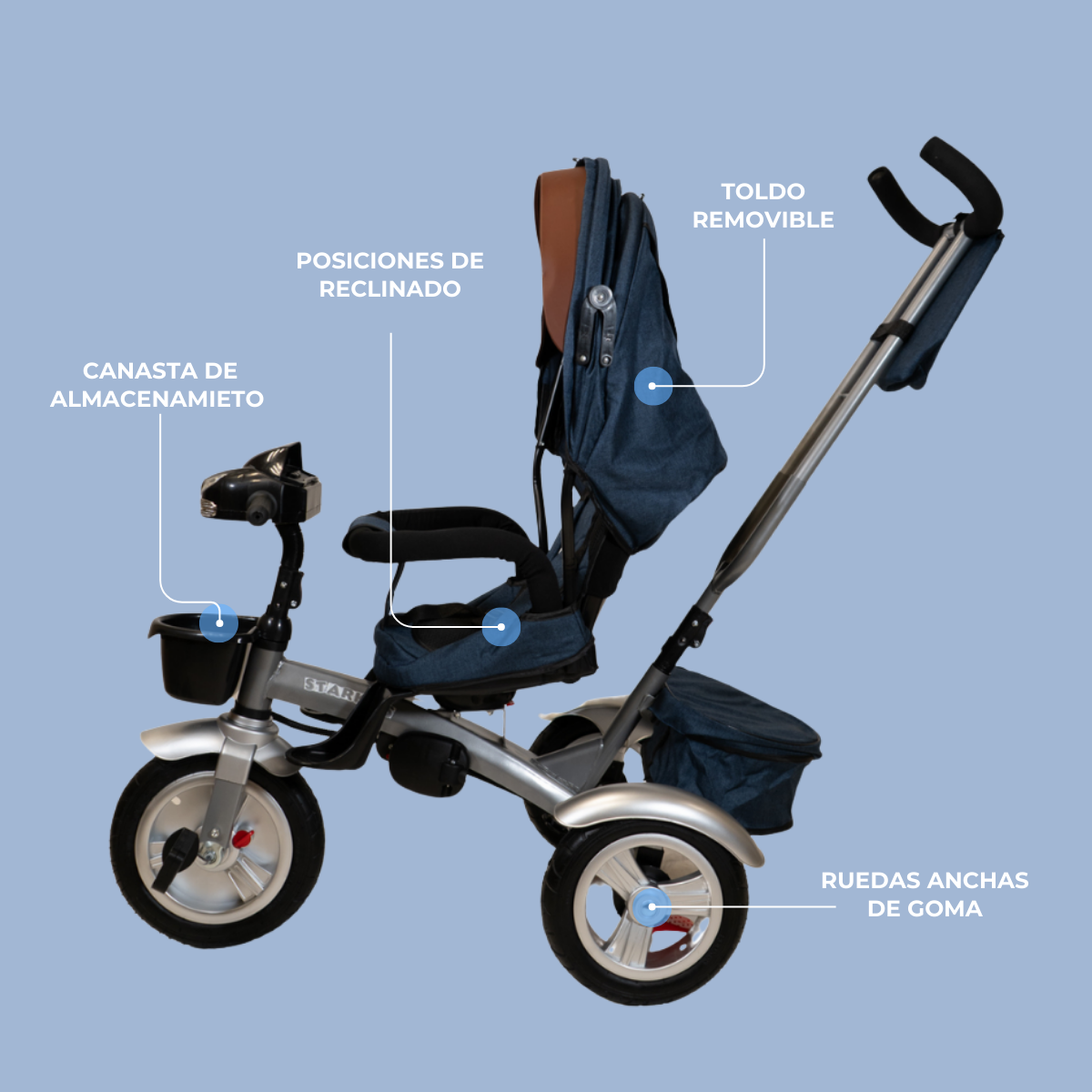 Foto 3 | Triciclo Bicicleta Infantil Starkids Sk5532 con Luz Azul