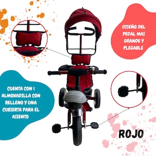 Foto 3 | Triciclo Carriola Para Niños Komfort Con Barra De Empuje