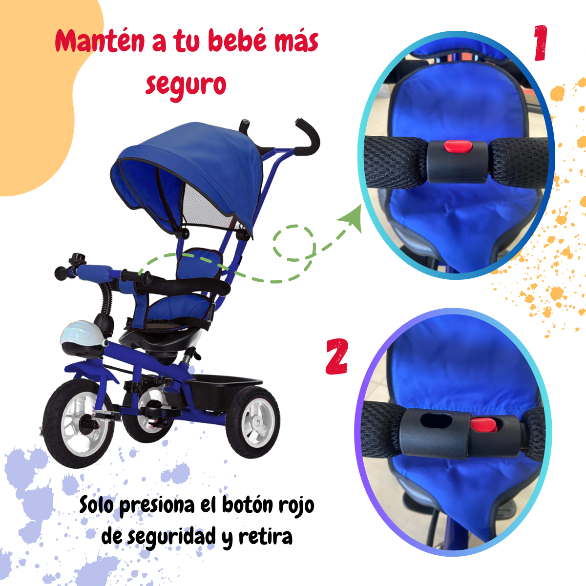 Foto 4 | Triciclo Carriola Para Niños Komfort Con Barra De Empuje