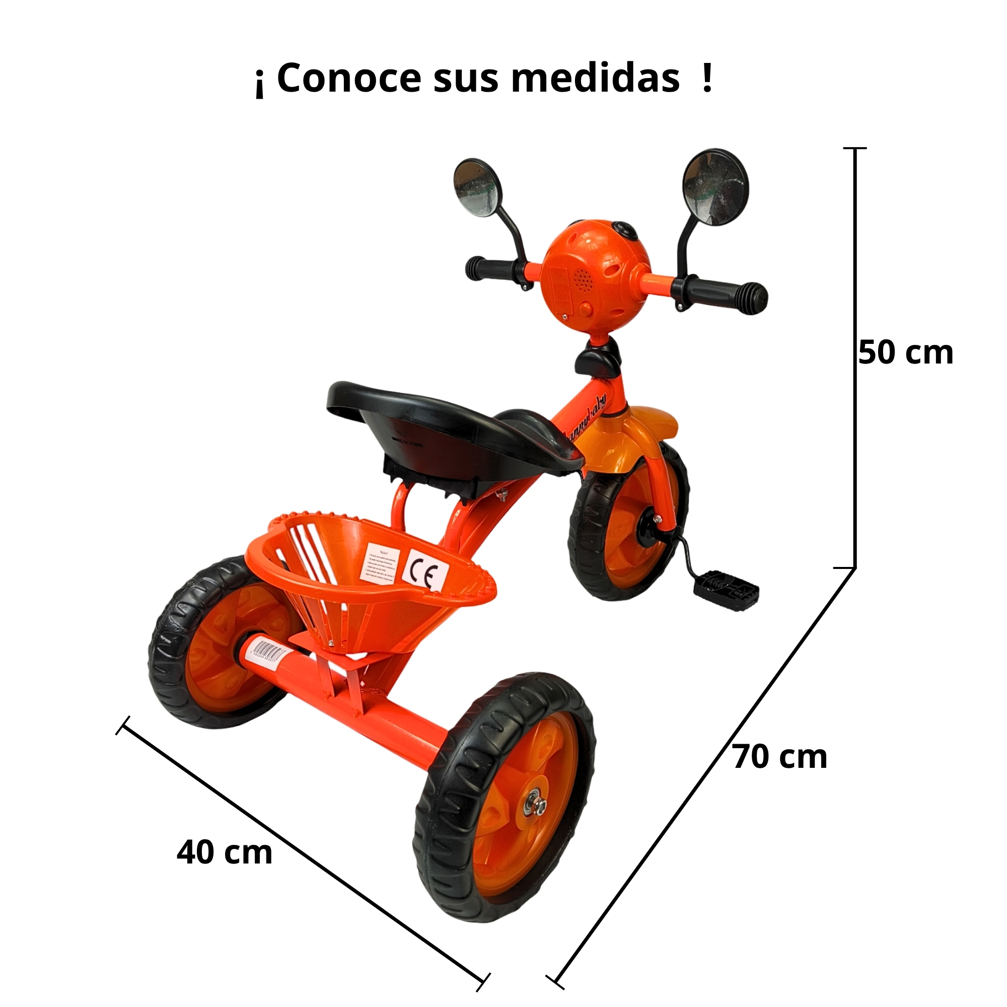 Foto 9 pulgar | Triciclo Infantil Con Luz Y Sonido, 3 A 5 Años - Naranja