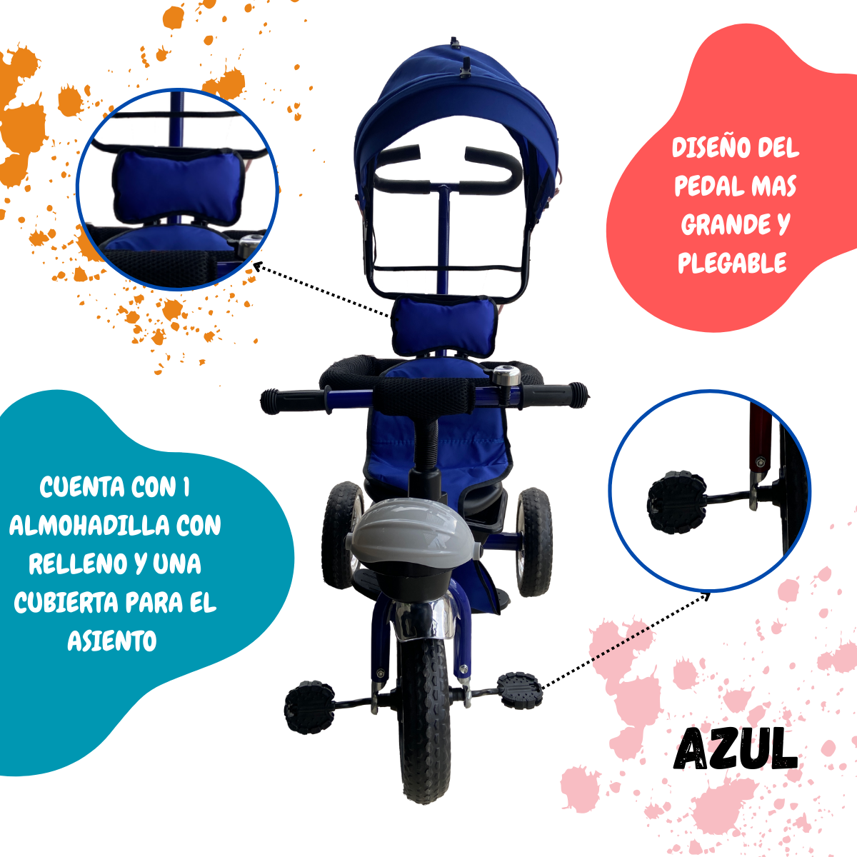 Foto 4 pulgar | Triciclo Carriola Para Niños Komfort Con Barra De Empuje