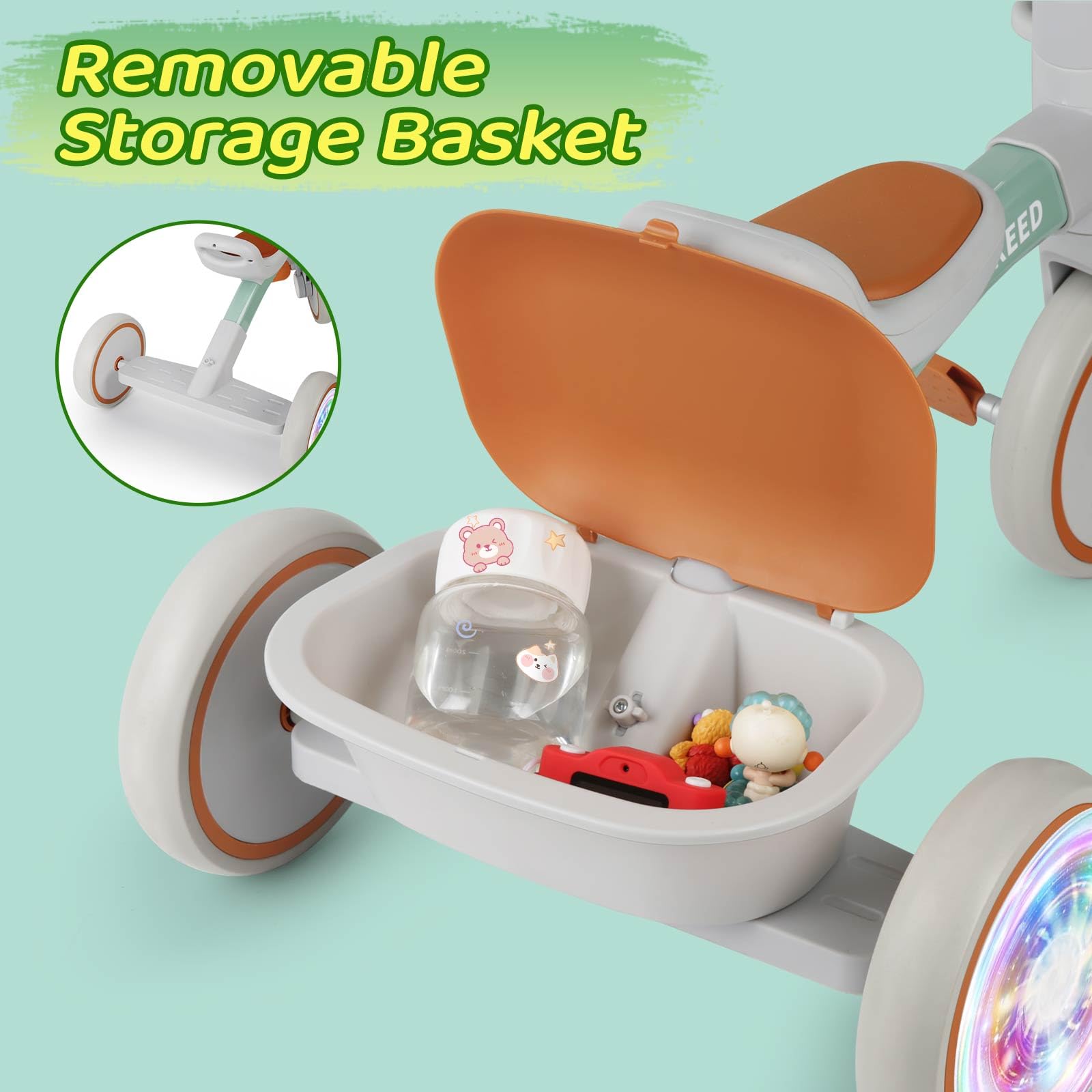 Foto 5 pulgar | Triciclo Sereed Para Niños Pequeños, Iluminación Colorida De 2 A 5 Años, Verde - Venta Internacional.