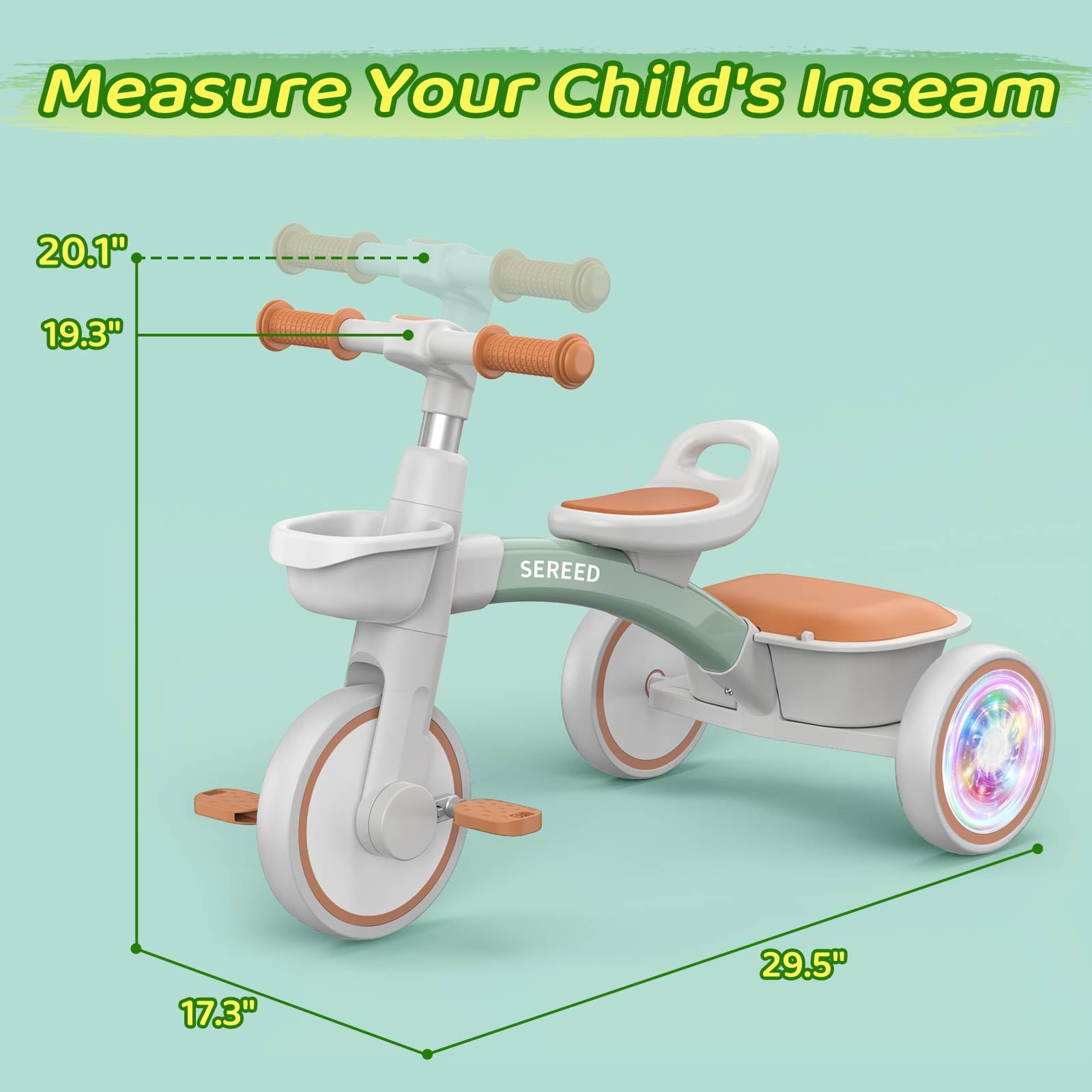 Foto 8 pulgar | Triciclo Sereed Para Niños Pequeños, Iluminación Colorida De 2 A 5 Años, Verde - Venta Internacional.