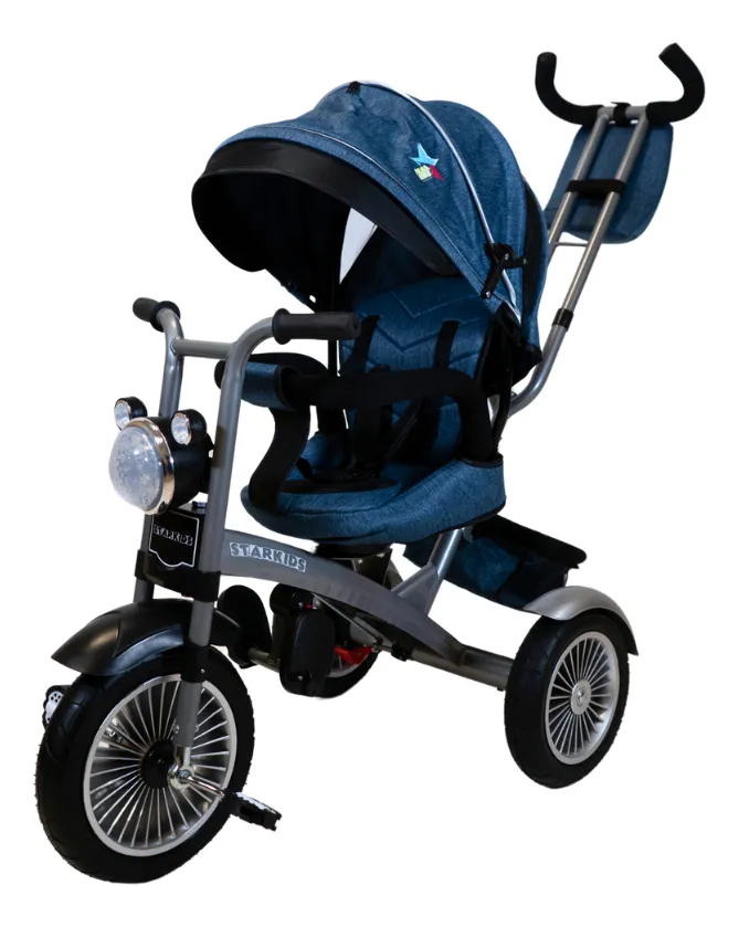 Foto 2 pulgar | Triciclo Con Toldo Color Azul Starkids Chopper Sk5688 Infantil