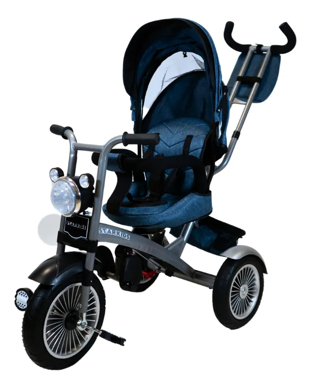 Foto 3 pulgar | Triciclo Con Toldo Color Azul Starkids Chopper Sk5688 Infantil