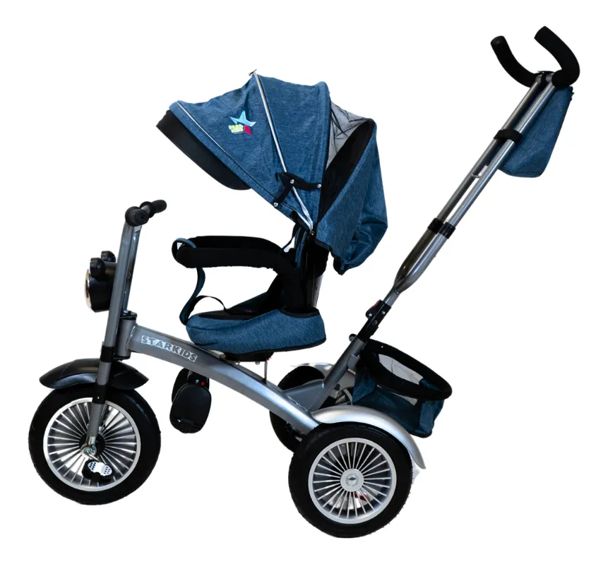 Foto 4 pulgar | Triciclo Con Toldo Color Azul Starkids Chopper Sk5688 Infantil