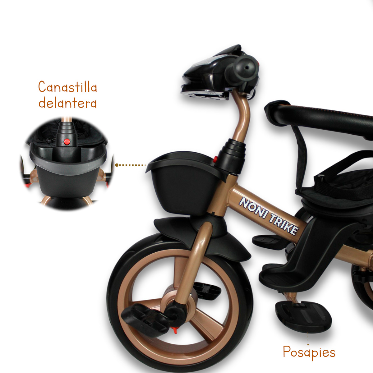 Foto 8 | Triciclo Premium Con Empuje Capitonado Y Sonido Noni Is-x1
