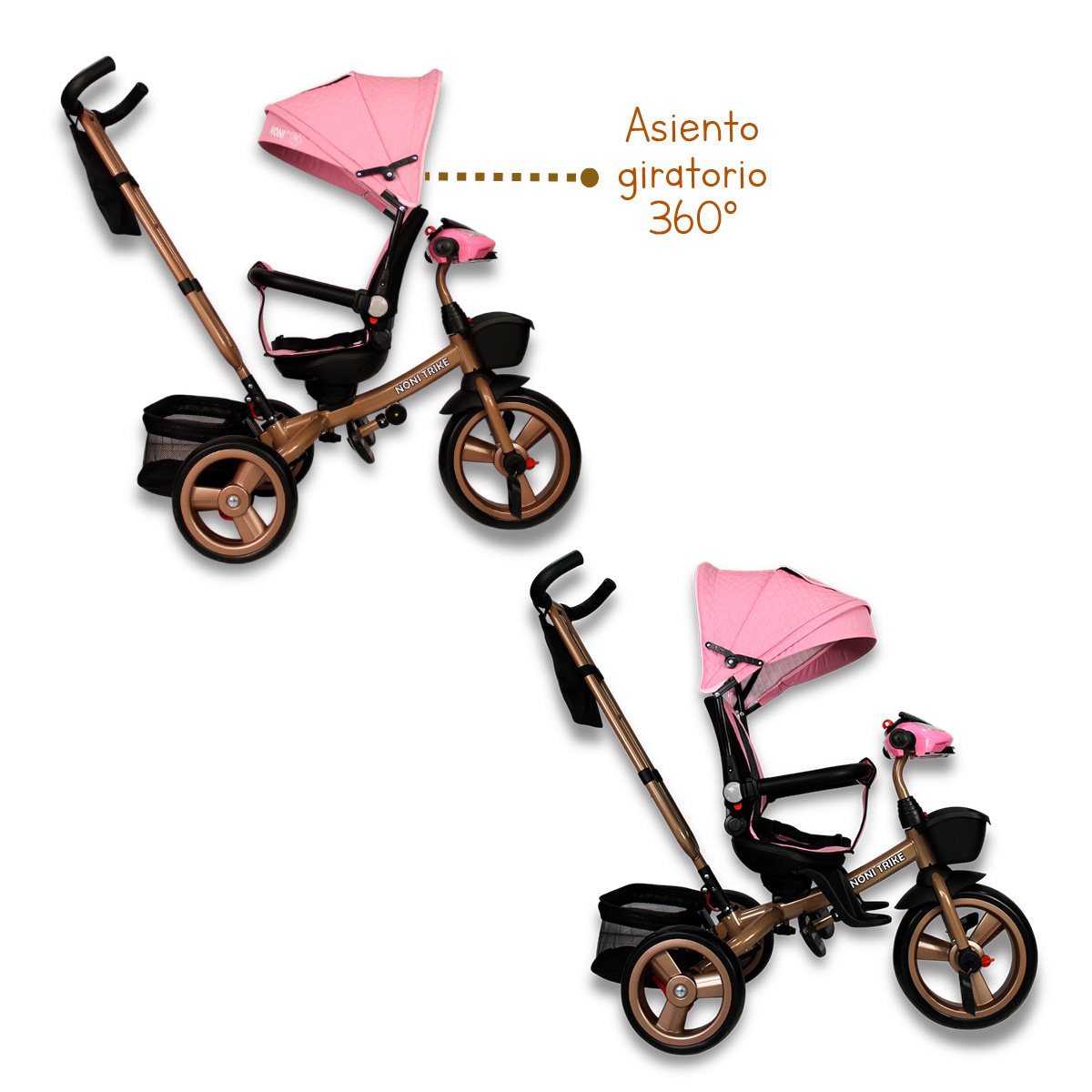 Foto 5 | Triciclo Premium Con Empuje Capitonado Y Sonido Noni Is-x1