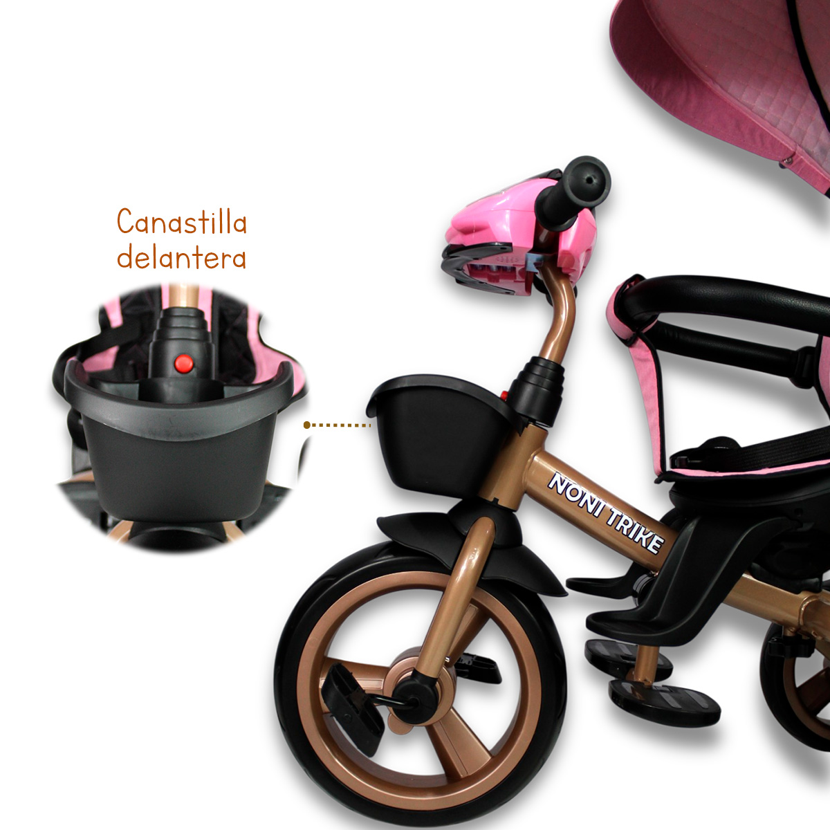 Foto 7 | Triciclo Premium Con Empuje Capitonado Y Sonido Noni Is-x1