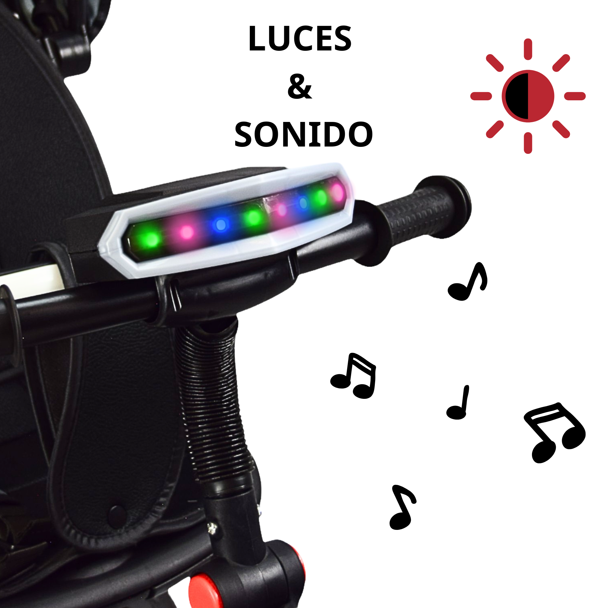 Foto 2 | Triciclo Asiento Giratorio Reclinable Luz Sonido - Azul