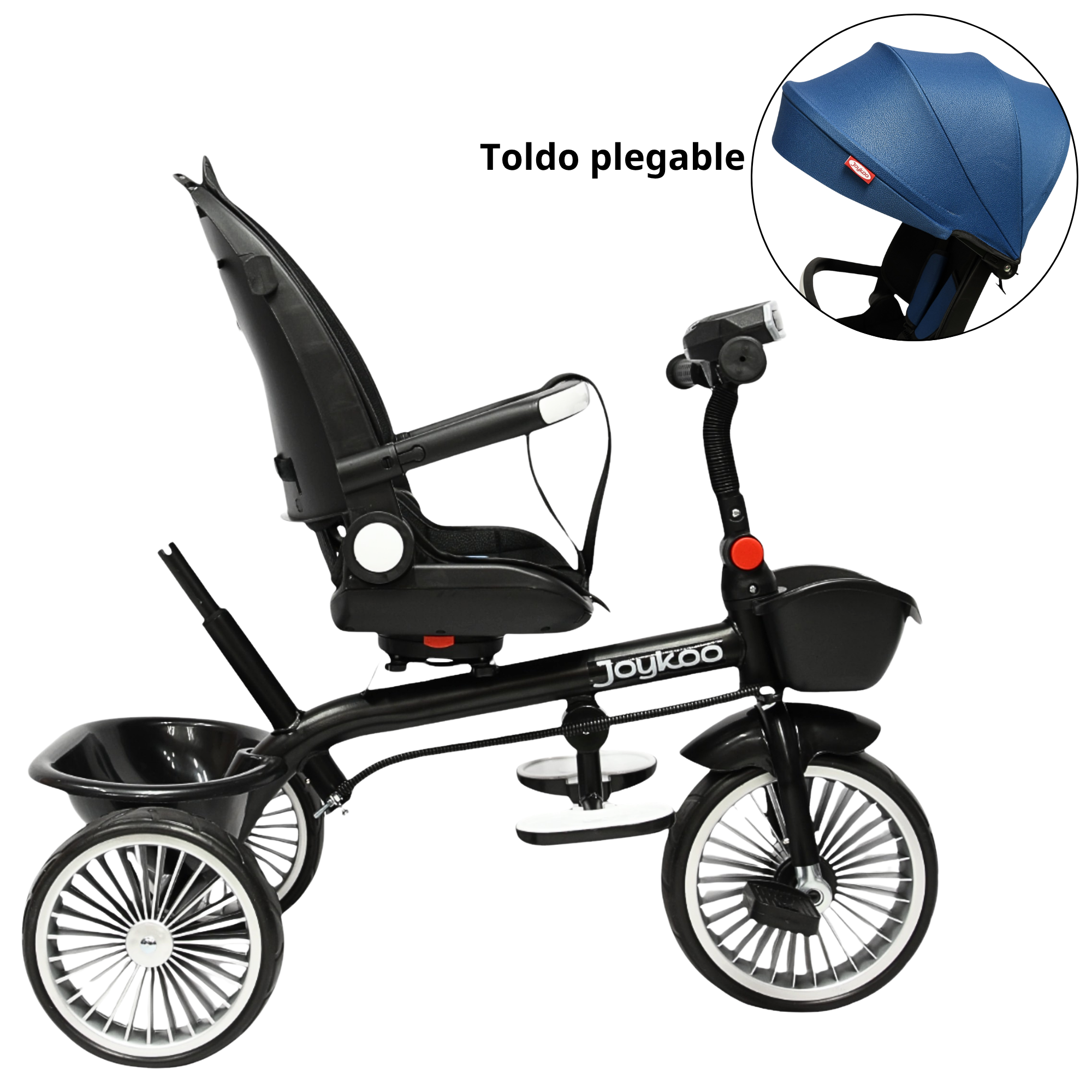 Foto 7 | Triciclo Asiento Giratorio Reclinable Luz Sonido - Azul