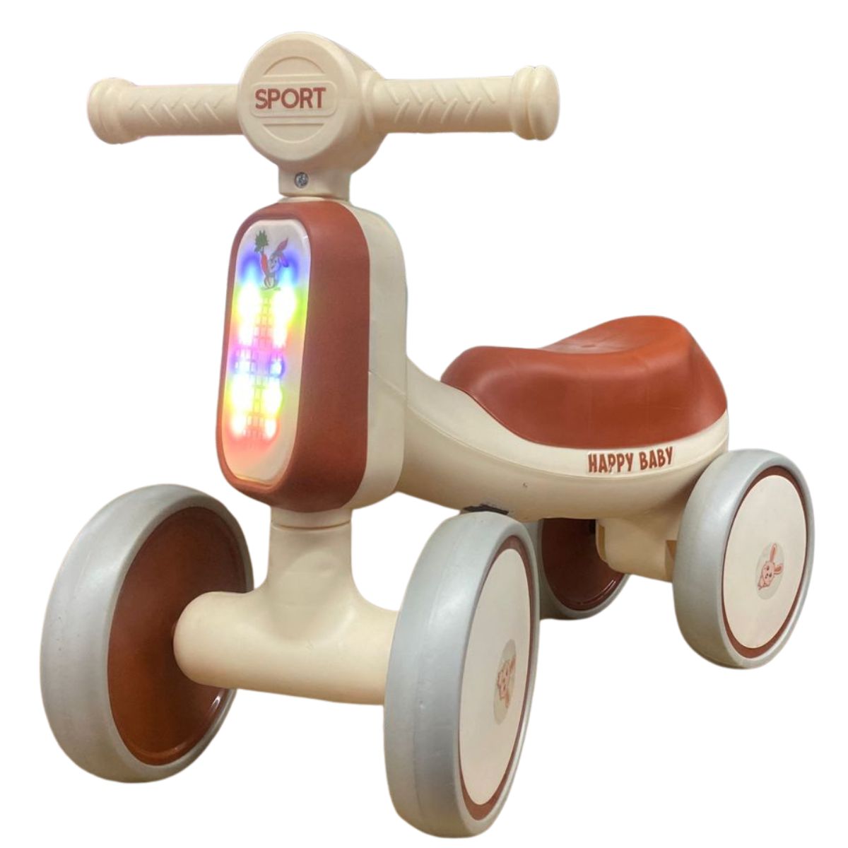 Triciclo Para Niño De Llantas De Conejitos C/luz Musical Color Café