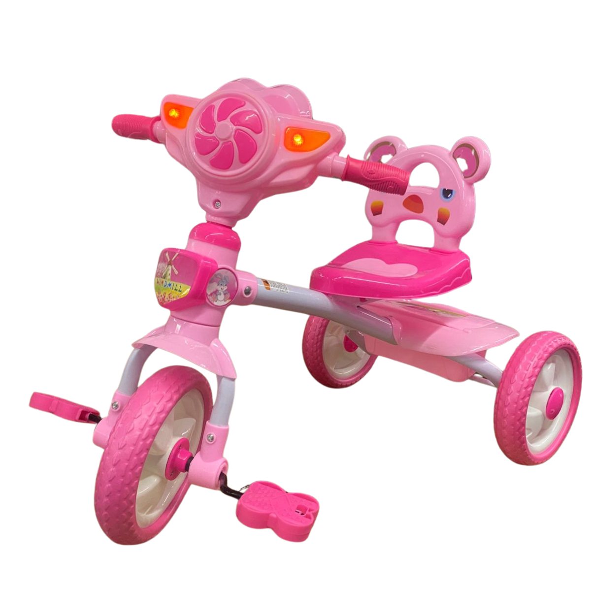 Triciclo Para Niña Asiento De Oso Rosa Con Luz Y Música