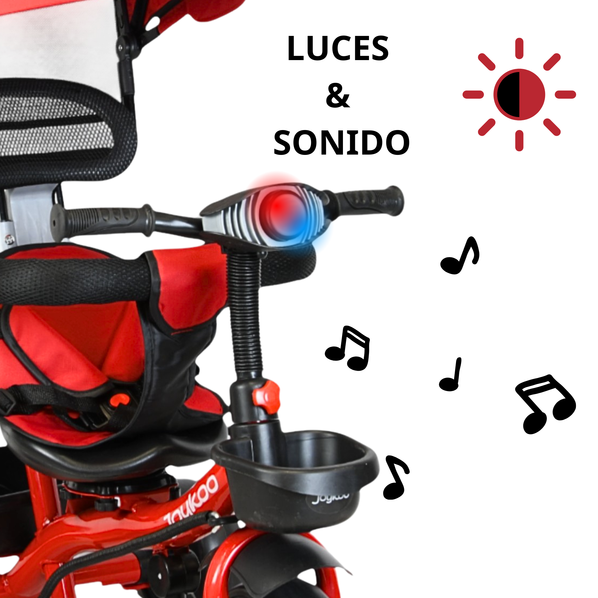 Foto 2 | Triciclo Evolutivo Para Niños Asiento Giratorio 360 Torreta Con Luz Y Sonido Bastón De Empuje Soporta Hasta 30 Kg - Ro