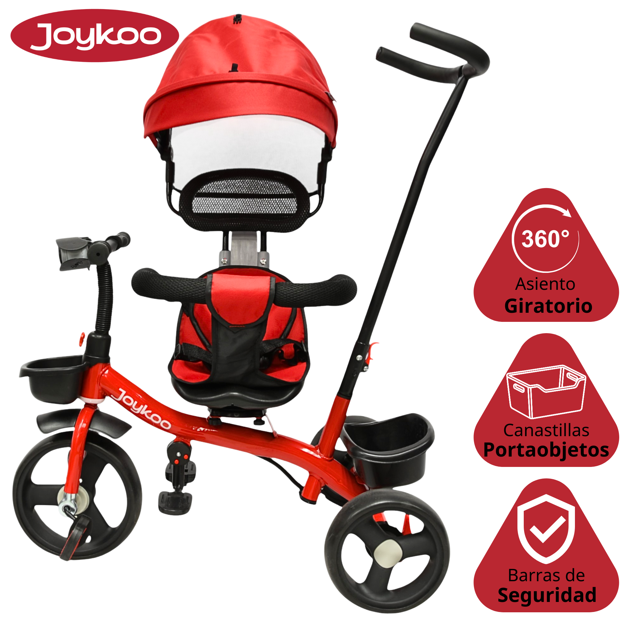 Foto 3 | Triciclo Evolutivo Para Niños Asiento Giratorio 360 Torreta Con Luz Y Sonido Bastón De Empuje Soporta Hasta 30 Kg - Ro