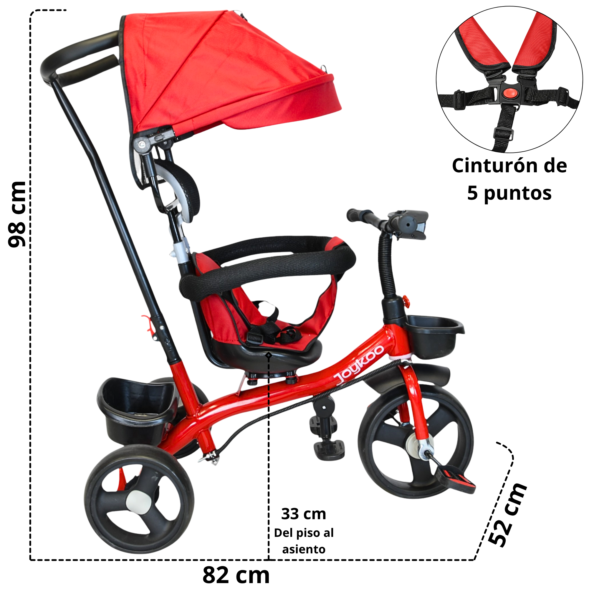 Foto 4 | Triciclo Evolutivo Para Niños Asiento Giratorio 360 Torreta Con Luz Y Sonido Bastón De Empuje Soporta Hasta 30 Kg - Ro