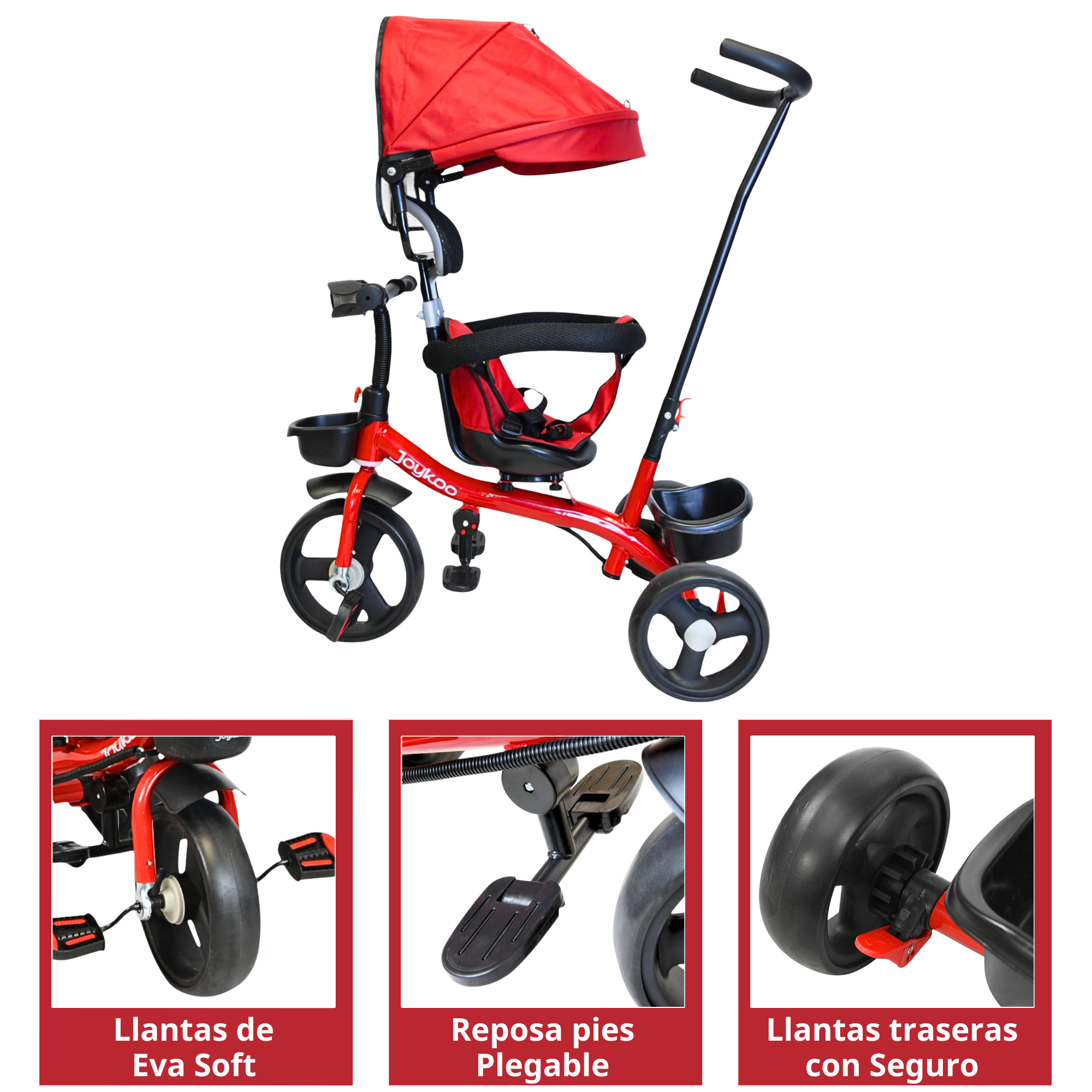 Foto 5 | Triciclo Evolutivo Para Niños Asiento Giratorio 360 Torreta Con Luz Y Sonido Bastón De Empuje Soporta Hasta 30 Kg - Ro