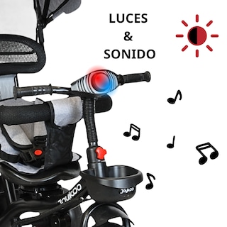 Foto 2 | Triciclo Evolutivo Para Niños Asiento Giratorio 360 Torreta Con Luz Y Sonido Bastón De Empuje Soporta Hasta 30 Kg - Gr