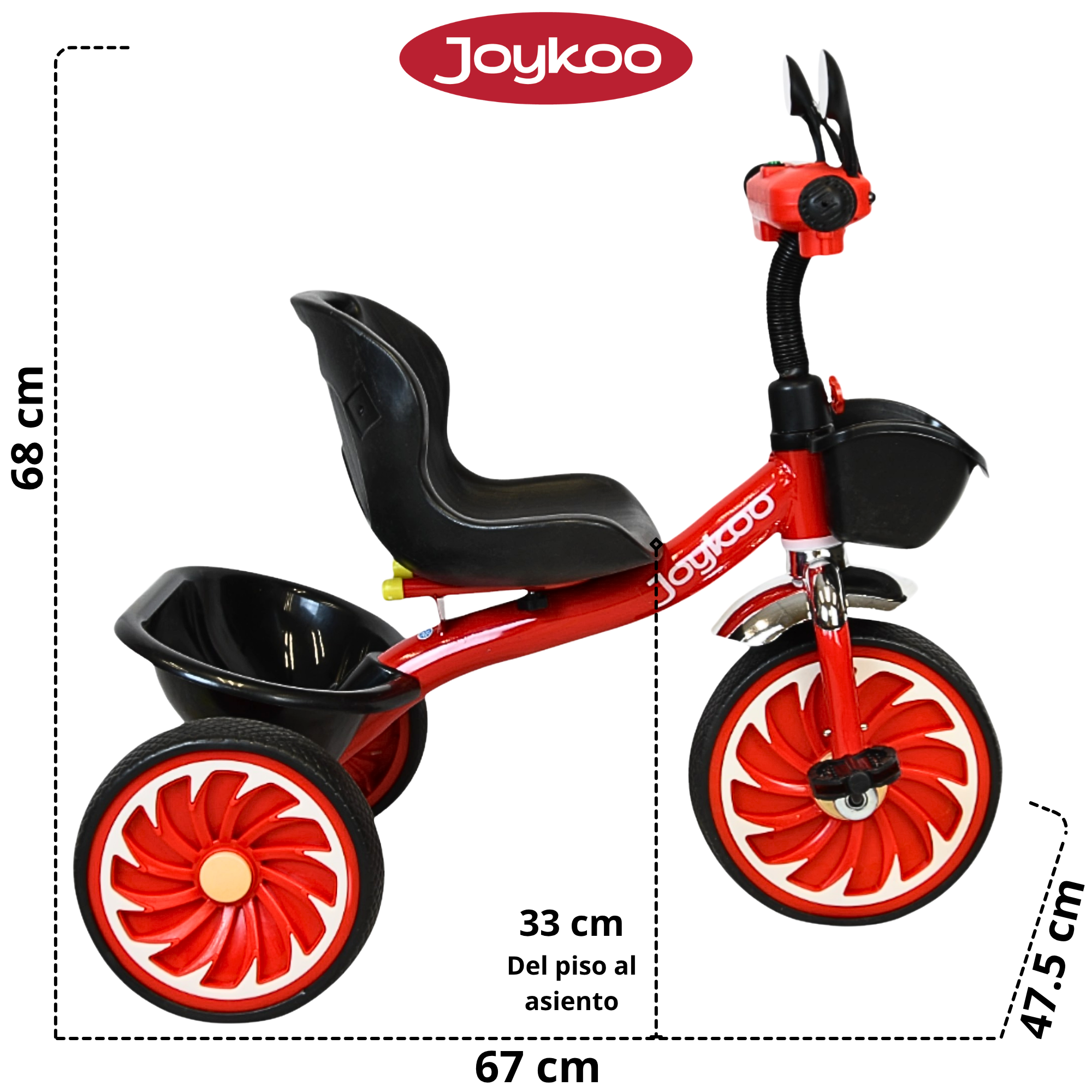 Foto 4 | Triciclo Para Niños Torreta Con Luz Y Sonido Ruedas De Eva Apto A Partir De 2 Años Soporta Hasta 20 Kg - Rojo