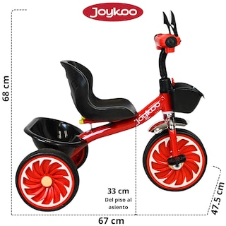 Foto 4 | Triciclo Para Niños Torreta Con Luz Y Sonido Ruedas De Eva Apto A Partir De 2 Años Soporta Hasta 20 Kg - Rojo