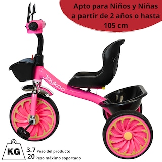 Foto 5 | Triciclo Para Niños Torreta Con Luz Y Sonido Ruedas De Eva Apto A Partir De 2 Años Soporta Hasta 20 Kg - Rosa