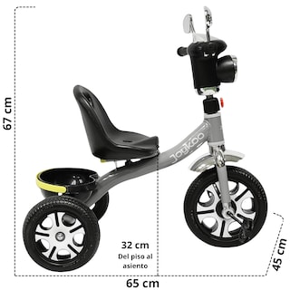 Foto 4 | Triciclo Para Niños Faro Con Luz Y Sonido Espejos Ruedas De Eva Apto A Partir De 2 Años - Gris