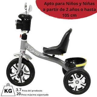 Foto 5 | Triciclo Para Niños Faro Con Luz Y Sonido Espejos Ruedas De Eva Apto A Partir De 2 Años - Gris