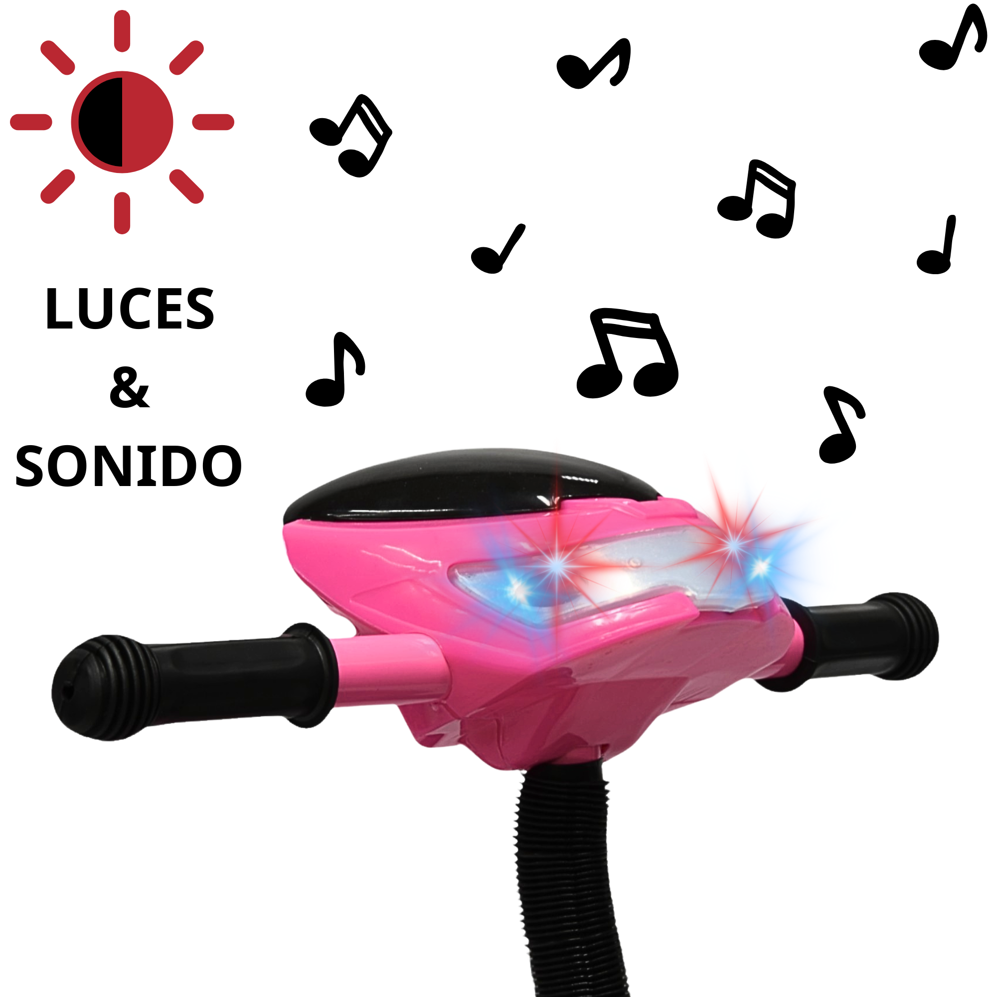 Foto 3 pulgar | Triciclo Para Niños Dos Asientos Torreta Con Luz Y Sonido Ruedas De Goma Apto A Partir De 2 Años - Rosa