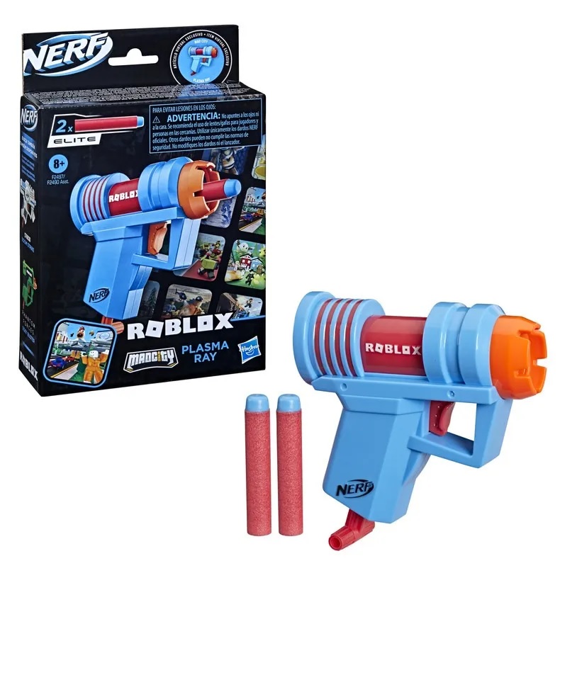 Foto 2 pulgar | Lanzador Nerf Hasbro Roblox Mad City Plasma Ray color Azul