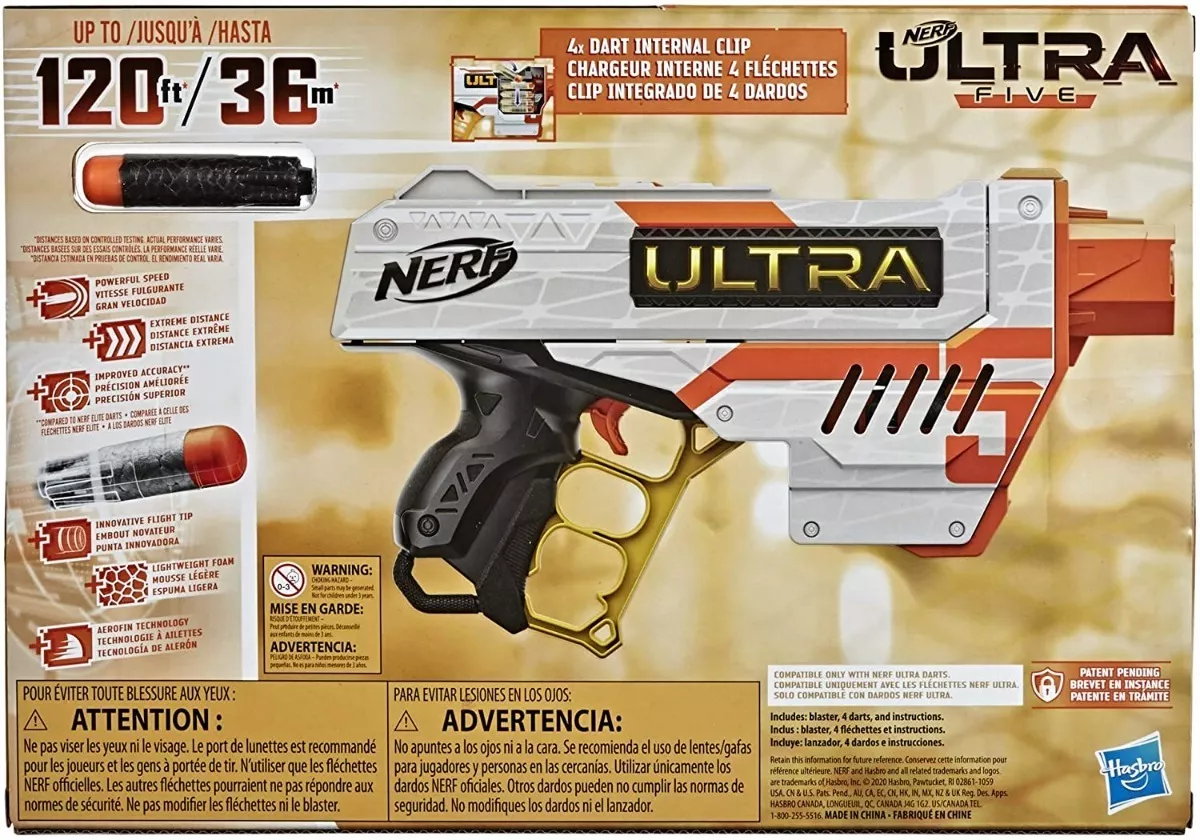 Foto 8 pulgar | Lanzadardos Nerf Ultra Five Blaster Hasbro Clip Integrado