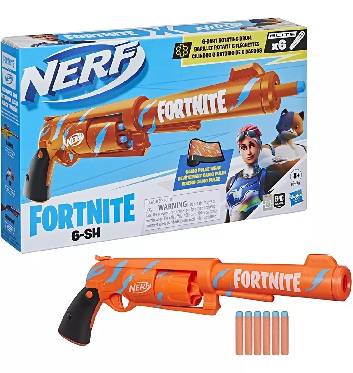 Foto 2 pulgar | Lanzadardos Nerf Fortnite X 6-sh Cilindro Giratorio de 6 Dardos