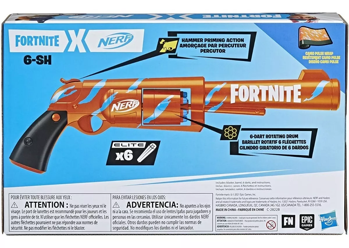 Foto 5 pulgar | Lanzadardos Nerf Fortnite X 6-sh Cilindro Giratorio de 6 Dardos