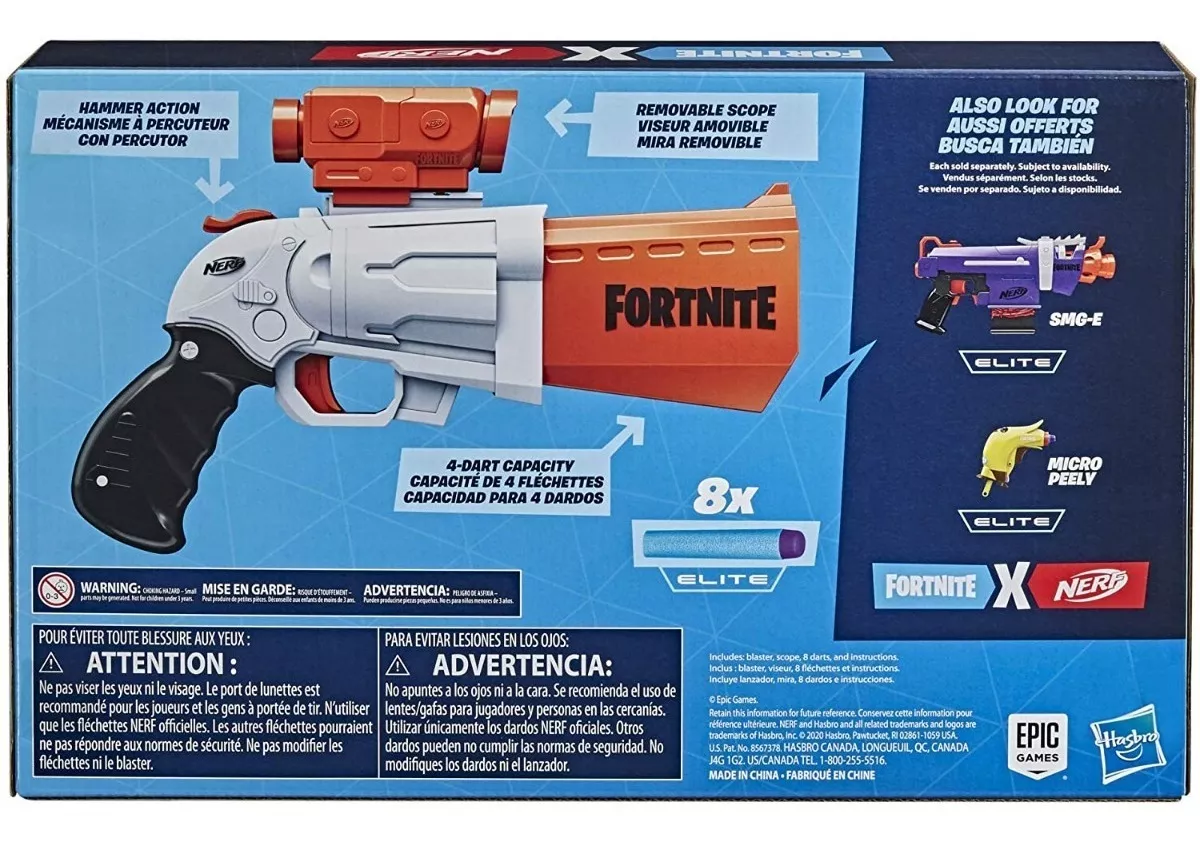 Foto 7 pulgar | Lanzador de Dardos Nerf Fortnite Sr Mira Removible Hasbro 8 Dardos